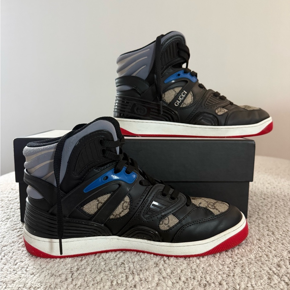 Gucci Men’s Basketball Sneaker “Black Demetra” Size 7+ / US 8 - Picture 2 of 8